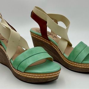 Pikolinos multicolor leather strappy wedge sandals size 8.5